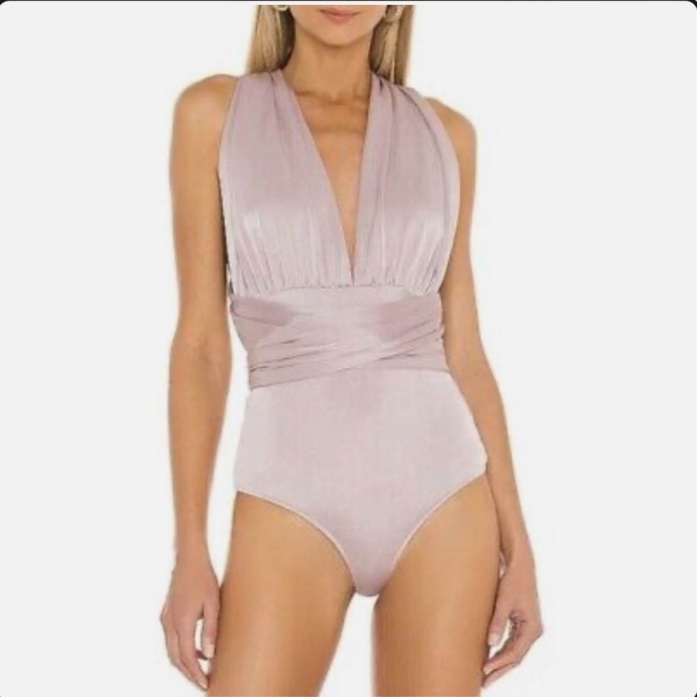 Free People Dusty Rose Plunging Wrap Bodysuit